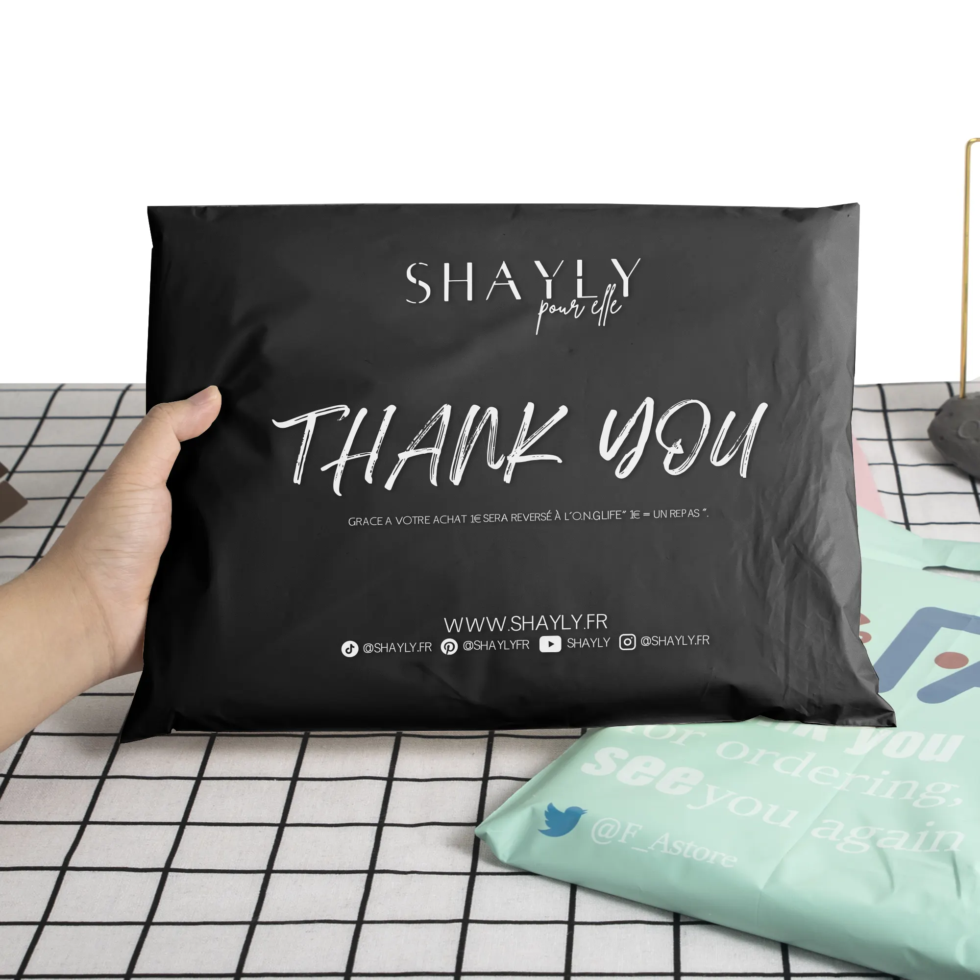 Bolsa de envío personalizada para ropa, negro mate, 100% Biodegradable, poliéster, para correo postal