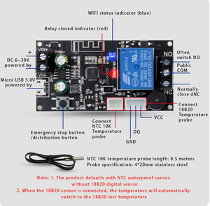 Termostato Wifi remoto de alta precisión, módulo controlador de temperatura, aplicación de refrigeración y calefacción, colección de temperatura - Product Image 3