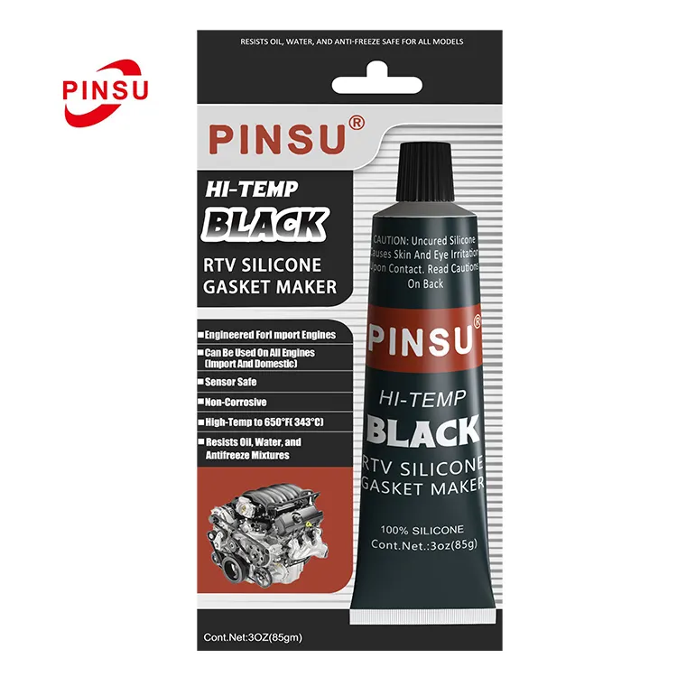 Industrial 3 oz 85 g suhu tinggi merah hitam abu-abu warna bening gasket produsen RTV penutup katup segel silikon