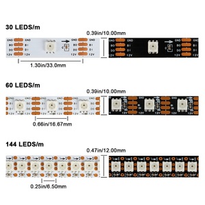 12V WS2815 RGBデジタルLEDライトストリップ個別にアドレス可能なデュアル信号30/60/144 <span class=keywords><strong>Leds</strong></span>/m音声制御銅ボディ