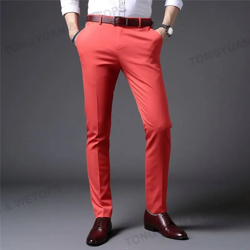 Pantalones de Golf ajustados para hombre, pantalón Formal de talla grande, Color sólido