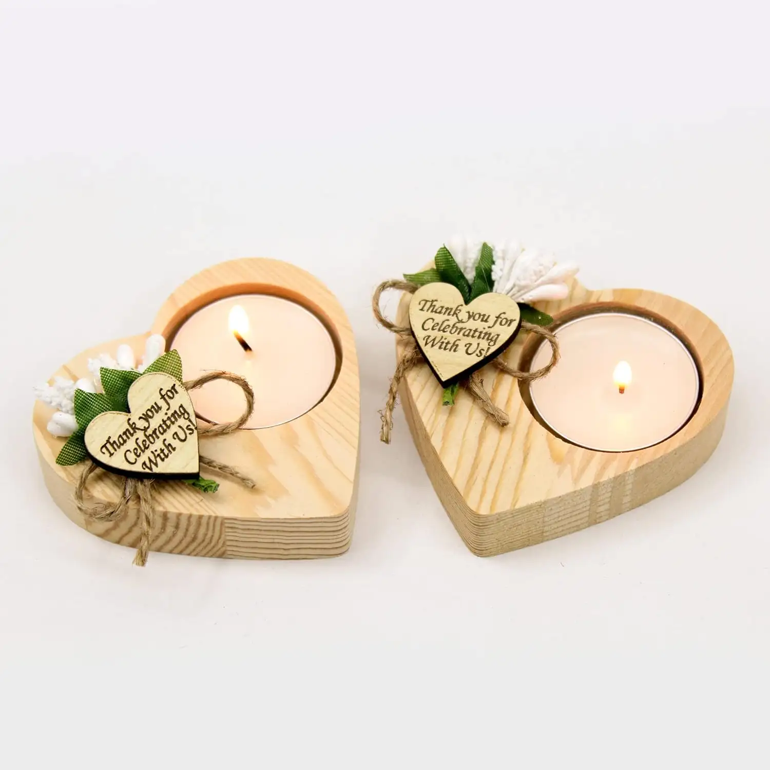 OEM decorazione personalizzata per le vacanze doccia nuziale bomboniera per matrimonio bomboniere regali In legno a forma di cuore portacandele alla rinfusa alla rinfusa