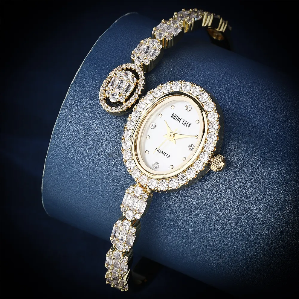 010793 nuovi orologi da donna AAA bracciale in cristallo di zircone cubico orologio per la festa nuziale gioielli di moda realizzati con il commercio all'ingrosso