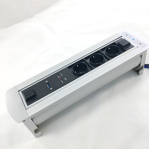 Aleación de aluminio 220V 250V 16A Motorizado oculto girado Alemania abatible hacia arriba enchufe de escritorio con cargador USB y caja de cable de datos - Product Image 4
