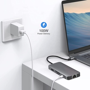OEM vendita calda tipo-C/USB Dock di espansione Rj45 porta di rete 100Mbs TF/SD USB3.0/2.0 8-In-1 Hub - Product Image 5