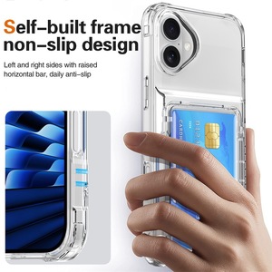 iPhone 16 plus透明卡夹手机套，iPhone 16透明TPU电脑凝胶防震手机套 - Product Image 4