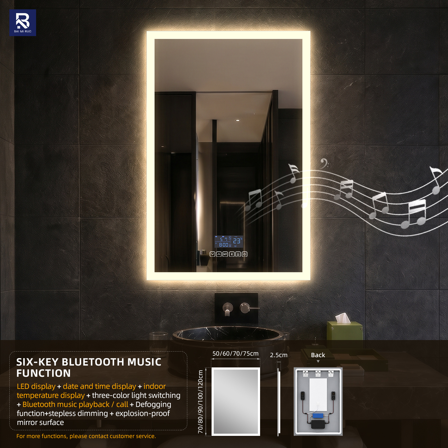 Altavoz Bluetooth con pantalla de seis botones - Orientación vertical