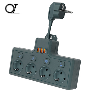 <strong>Multi</strong> <strong>Functional</strong> <strong>Socket</strong> European Standard Plug Short Wire 3-hole <strong>Multi</strong> Position 3 USB Plug Board - Product Image 1