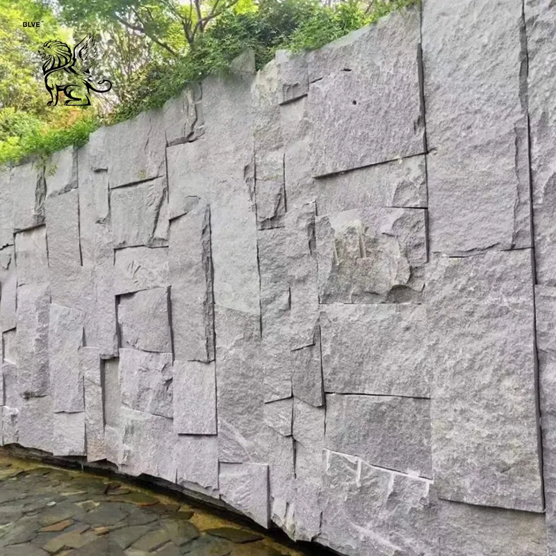 BLVE decorazione della parete esterna prodotti da giardino pannello murale in pietra naturale di pietra di cultura di marmo grigio per il commercio all'ingrosso