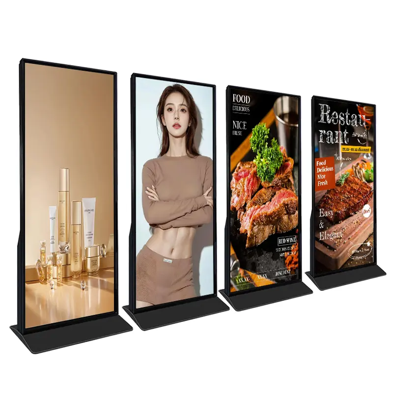 Ultradünne Digitalbeschilderung voller Touchscreen 4k freistehende Werbung Spielgeräte vertikale Lcd-Anzeige Indoor-Totem