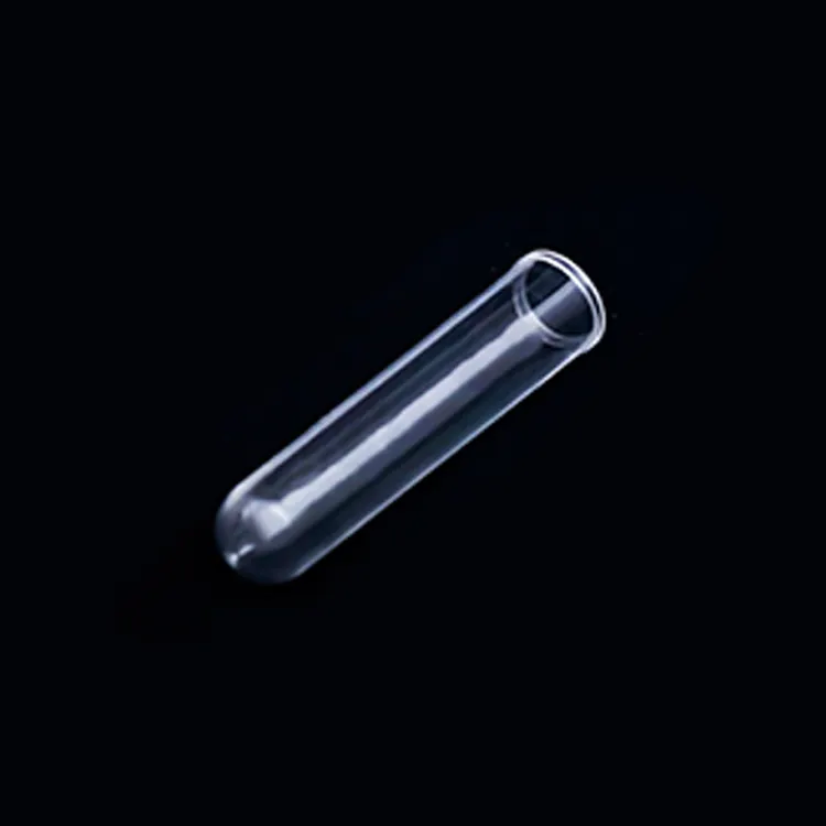 Suministro de fábrica Laboratorio Desechable 12*55mm Tubo de ensayo de plástico transparente sin tapón de rosca Tubo de ensayo aprobado por CE