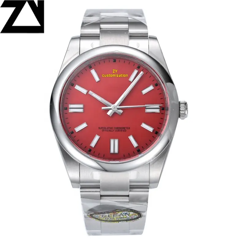 Rolex huîtres perpétuelles C Usine 41mm 3230 mouvement cadran rouge anti-rayures cristal bleu montre mécanique automatique pour homme