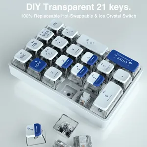 LEOBOG K21 con cable/BT/2,4G teclado numérico mecánico transparente teclado numérico 21 teclas con RGB/luz blanca - Product Image 4