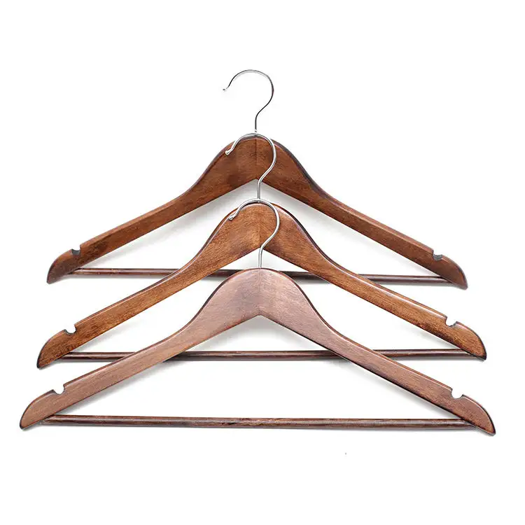 LEEKING Vintage color custom LOGO luxury wood suit adult non slip clothing display hanger rotatable metal hook