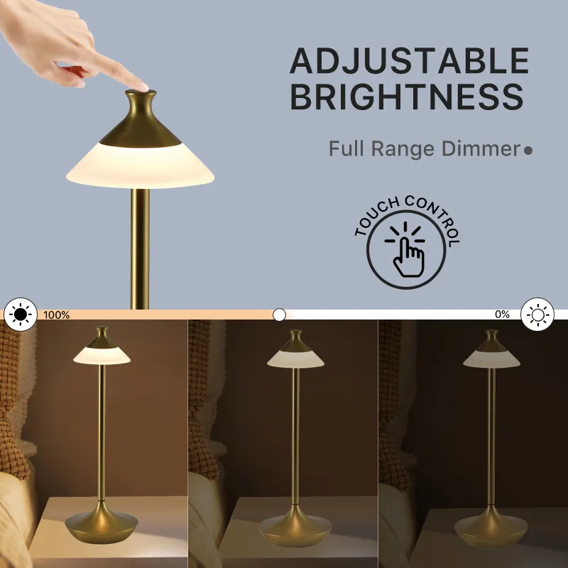 Yeni stil dim ev dekor Lampe de masa Led altın USB şarj edilebilir pil CordlessTable lambaları lüks hediye