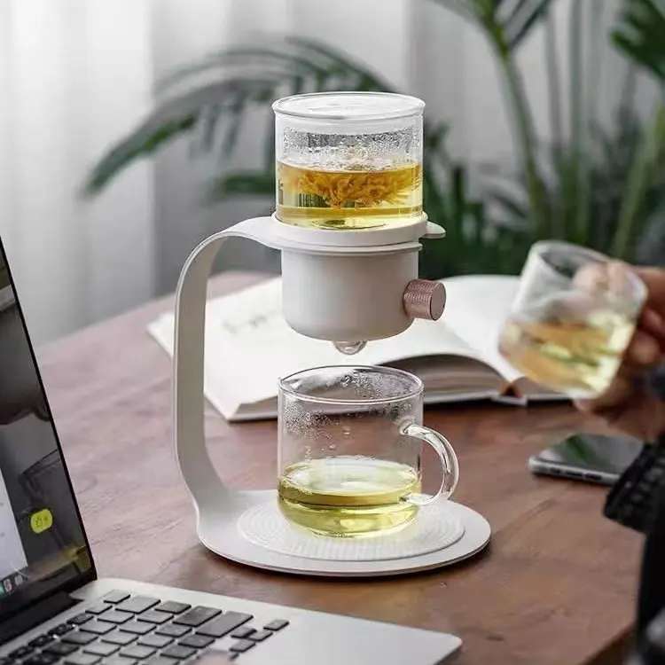 Neueste Tee tasse und Kaffeekanne aus Glas und Edelstahl mit rutsch fester Matte 2022