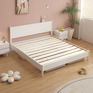 Ücretsiz örnek Modern masif ahşap çift karyola iskeleti meşe ve çam ev veya otel kullanımı için yumuşak tarzı king-size yatak - Product Image 4
