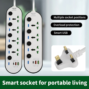 2 metre bakır tel dişi uçlu uzatma kablosu 4 çıkışları 3 USB portları ile anahtarları soket 3 Port fiş uzatma soket - Product Image 4