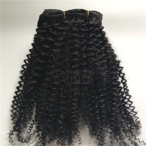 100フルキューティクルタイトカールヘアエクステンション3b 3c 4b 4cアフロ変態巻き巻き横糸ヘアエクステンション上黒髪 - Product Image 4