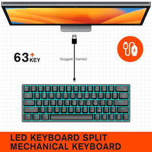 Teclado para juegos T60, con cable, retroiluminado RGB, 60%, 63 teclas, Mini teclado para juegos, Teclado mecánico programable, - Product Image 3