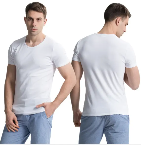 Camiseta de manga curta para homens, camiseta com gola redonda, camiseta de algodão 100% branca, venda direta da fábrica