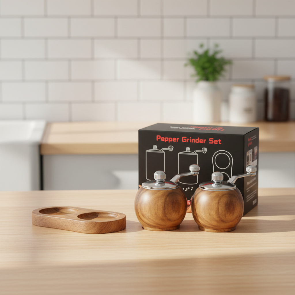 Ensemble deux pièces en bois + base en bois d'acacia en forme de 8 - couleur naturelle, emballé en boîte.