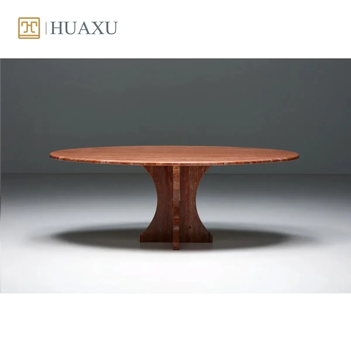 Tavolo da pranzo in travertino rosso moderno per mobili in pietra Huaxu elegante collezione di tavolini da caffè
