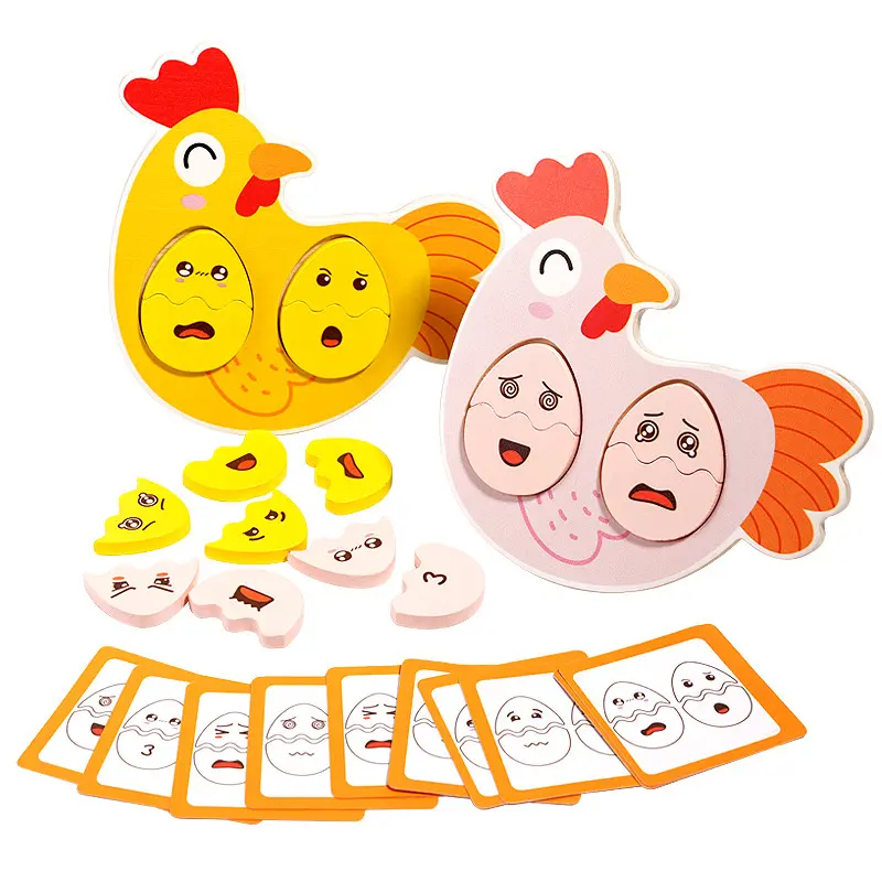 Expresiones de madera Huevos Rompecabezas con Emoji Cambio DE CARA Juego de bloques a juego Montessori Juguetes para niños pequeños Niños Niñas Edad 3-5