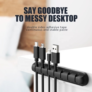 ผู้ถือ Winder Travel Desktop Charger คลิปคอมพิวเตอร์ซิลิโคน Tidy ตารางตาข่ายสายหูฟัง Usb Manager สายไฟ Organizer - Product Image 4