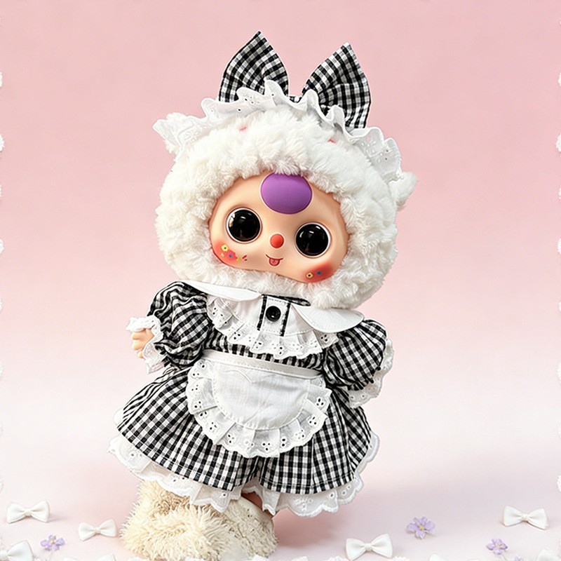 Robe de soubrette à carreaux noir et blanc