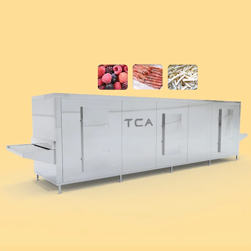 TCA yüksek kaliteli otomatik 100-3000 kg/saat tünel hızlı dondurucu tunnel iqf donma tünel makinesi