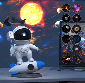 Fabrika toptan galaxy yıldız projektör ile 13 uzay filmleri gece ışık dekorasyonu astronot roket projektör masa lambası - Product Image 1