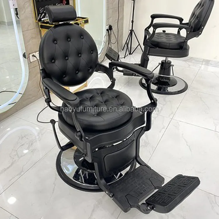 الكلاسيكية الأسود خمر الحلاق كرسي الجلود الاصطناعية كرسي حلاقة رخيص ل قص الشعر