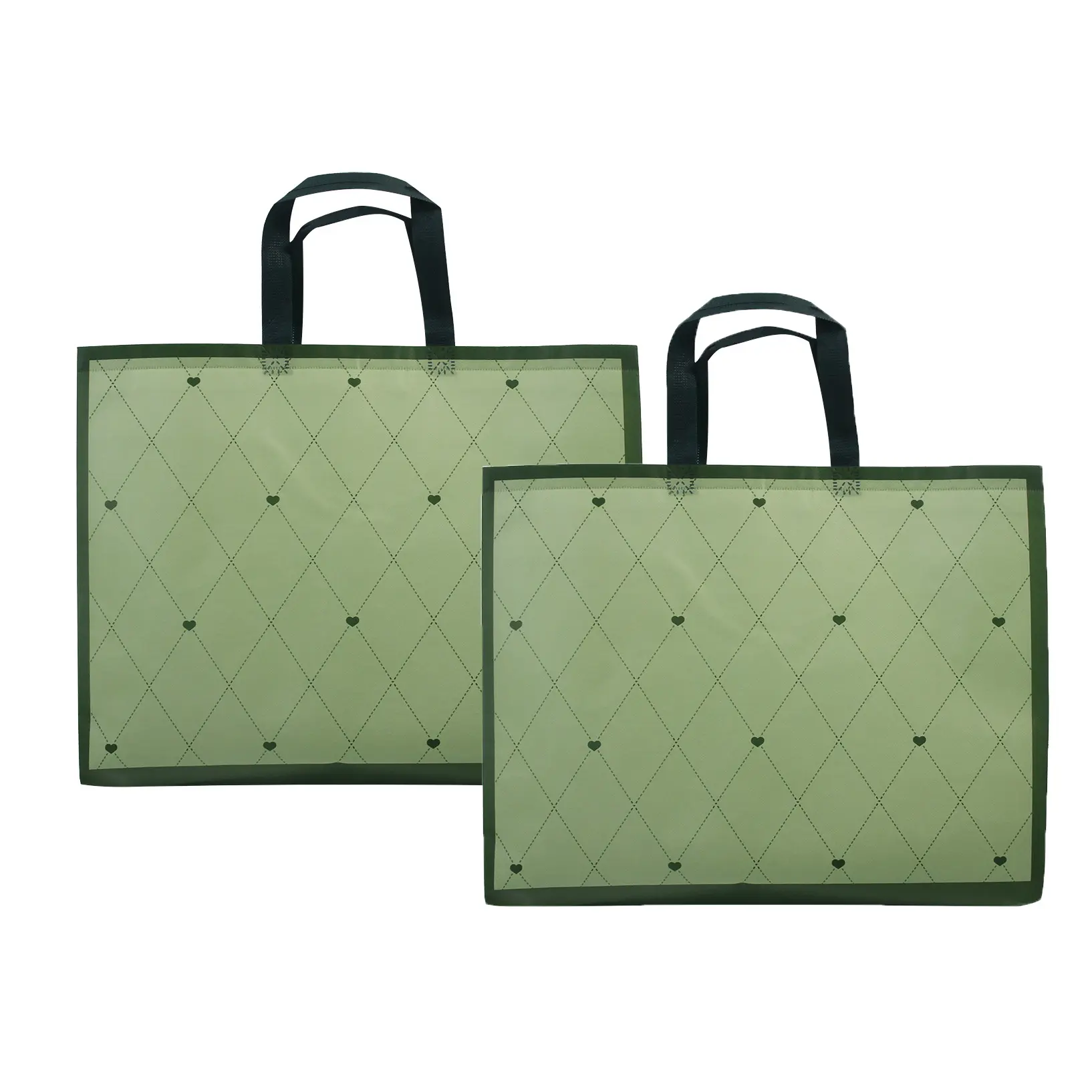 กระเป๋าโท้ทแบบไม่ทอสีเขียวธรรมดาแพ็กเกจวันหยุดสุดหรูออกแบบได้ตามต้องการ