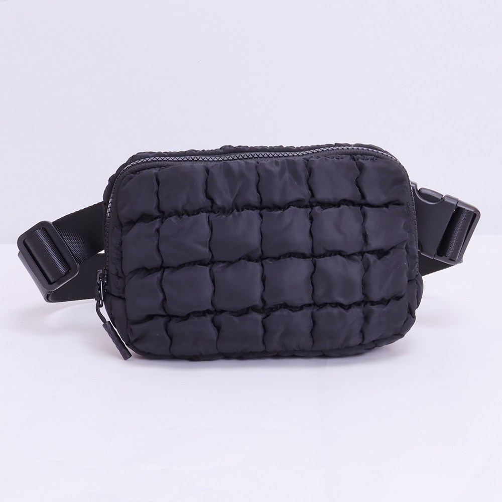 #Black Puffer Belt Bag
