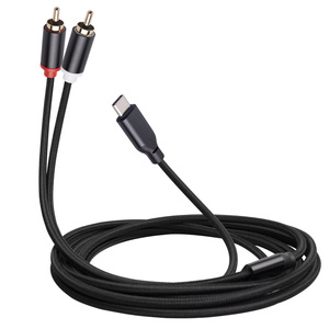 Built-in Decoder Chip TYPE-<strong>C</strong> to 2RCA Cell Phone Computer Connection Amplifier Speaker Audio Cable