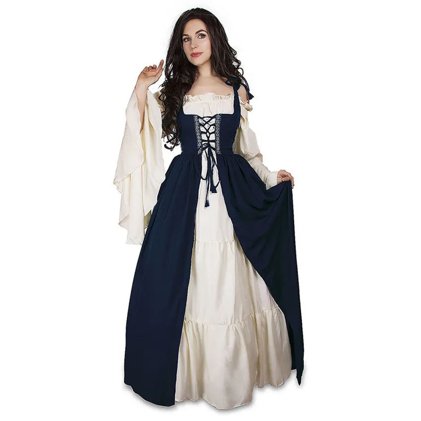 Disfraz de Halloween para mujer, traje de Cosplay de Vampire elegante, corte Medieval europeo, Carnaval, Vintage, sin tirantes, manga larga, reina