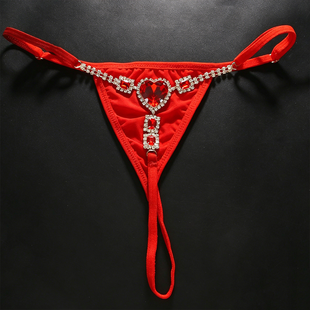 Estilo 7 - Cadena para ropa interior roja con forma de corazón de diamante rojo - Plata