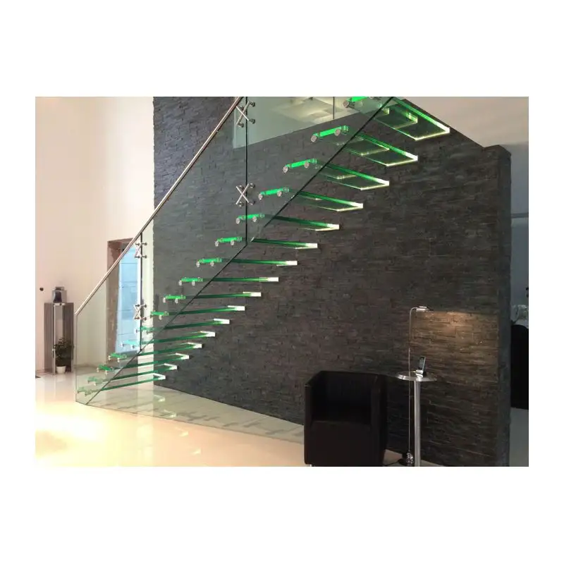 Kapalı dekorasyon cam merdiven korkuluk açık cam merdiven paslanmaz çelik merdiven korkuluk rayları