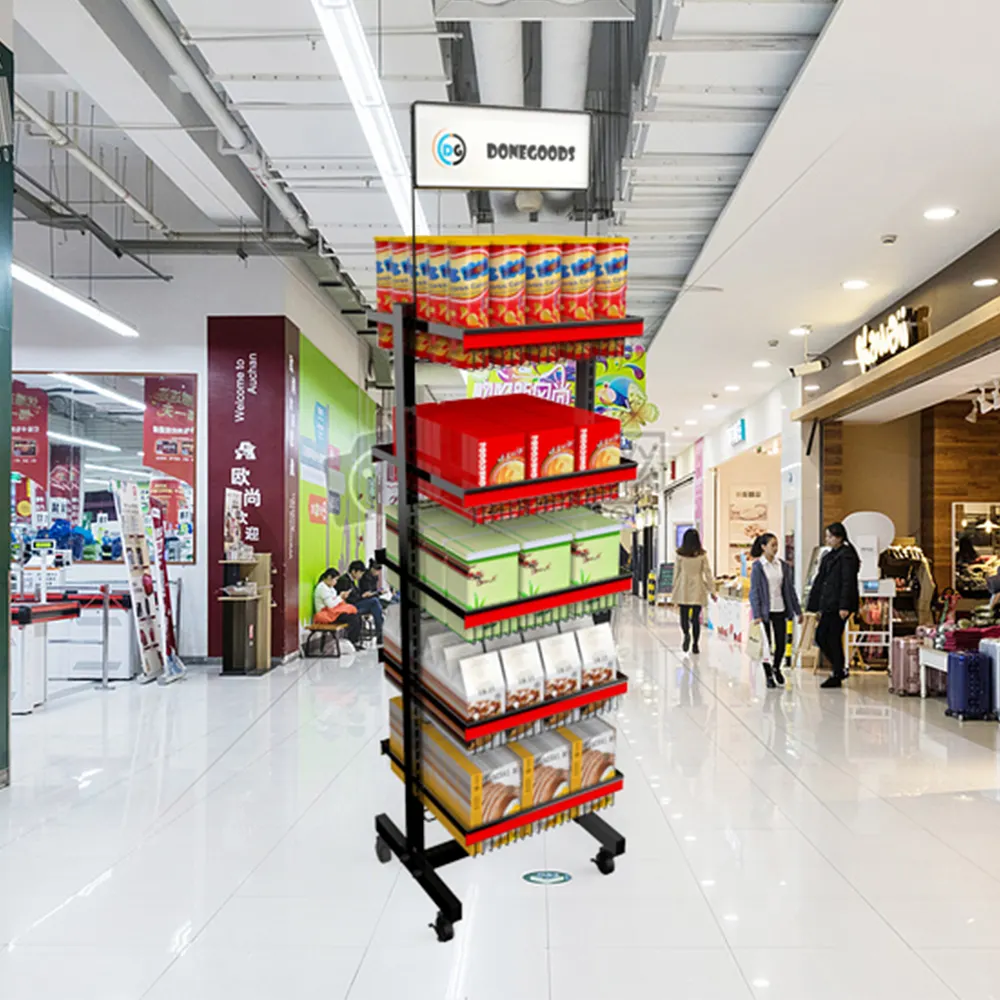 Estante de góndola de supermercado para tienda minorista, cestas de exhibición de metal, soporte de exhibición de verduras, cesta de pan de frutas de metal