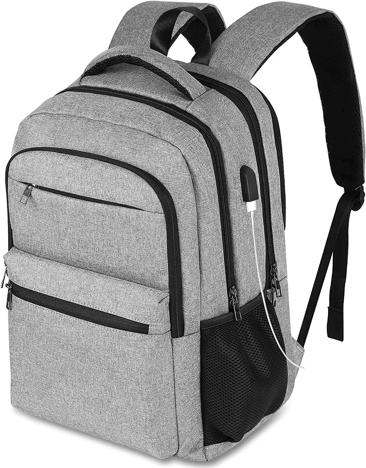 Ransel Laptop Tahan Air Tas Ringan dengan USB Sekolah dan Perjalanan Bisnis Anti Pencurian 15.6 "Tas Fashion untuk Pria Nilon 1Kg