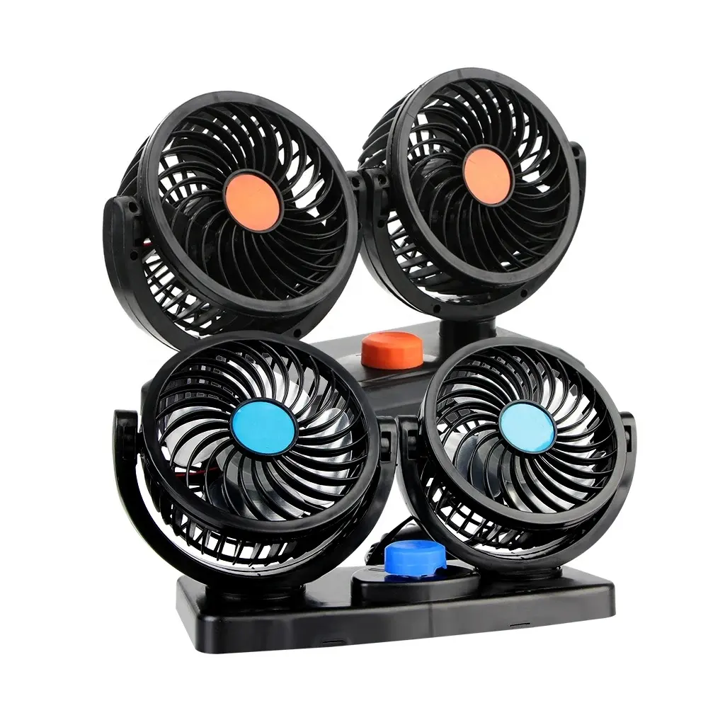 12V/24V 2 Speed Dual Head Cooling Car Roof Air Fan 360 Degree Adjustment Five Leaf Fans Low Noise Car Air Conditioning fan