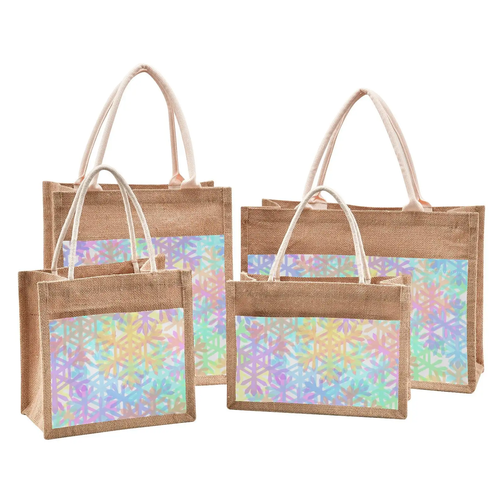 Low MOQ Custom Shine Print Designer Women's Handbags Beach Ladies Straw shoulder Beach Tote Bag