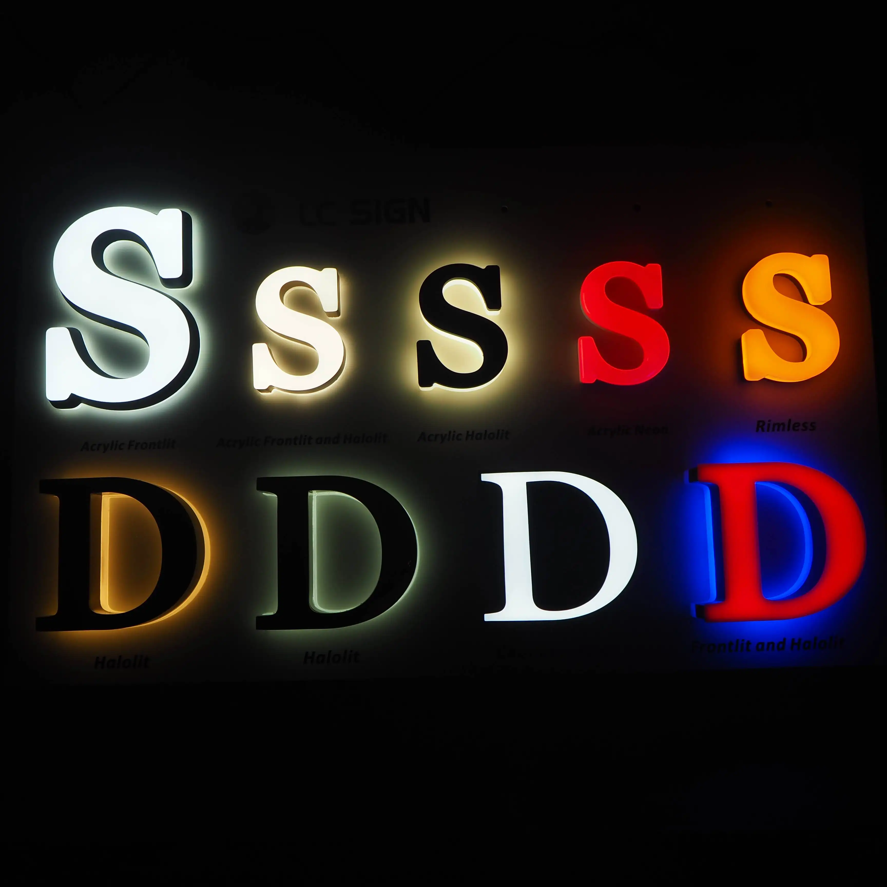 Su misura 3D acrilico frontlit LED logo lettera di disegno e qualsiasi grafica