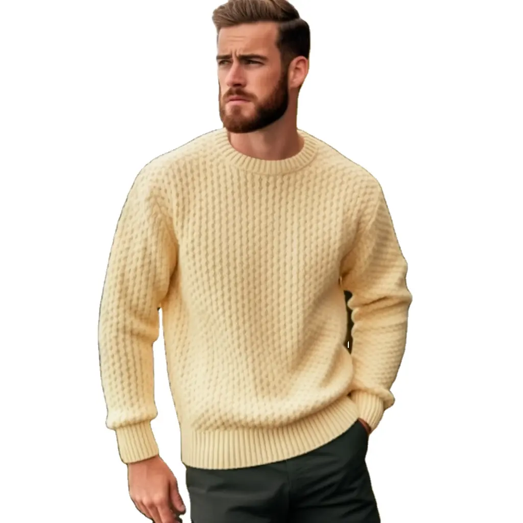 customized men women unisex wool merino fisherman sweater traditional aran knit sweater