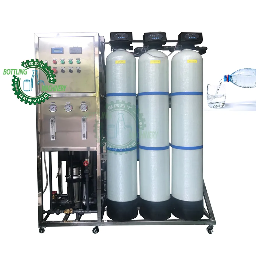 Filtro intercambiador de iones de sodio para agua pura, máquina de filtración de agua RO, arena de sílice FRP, carcasa de acero inoxidable, 500LPH