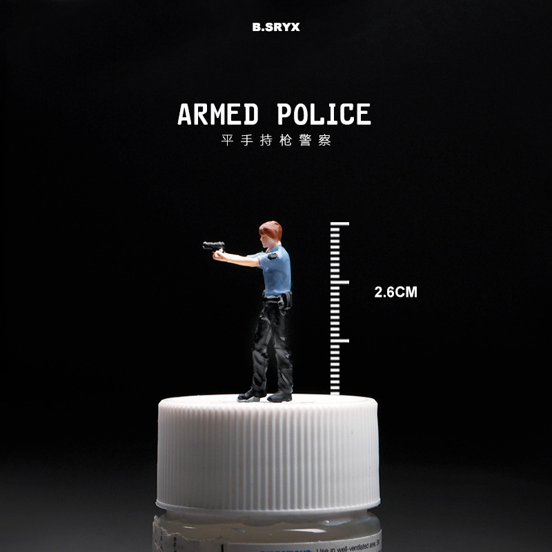 Flat-Handed Police Officer with a Gun - Blue