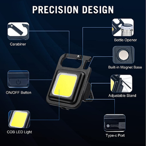Đa chức năng ngoài trời di động USB COB làm việc ánh sáng kiểm tra ánh sáng cắm trại Mini LED Đèn pin COB sạc <span class=keywords><strong>Keychain</strong></span> ánh sáng - Product Image 2
