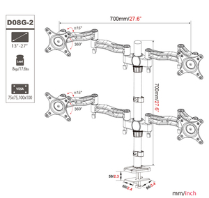 Independently Adjustable Four-Screen <strong>Monitor</strong> Stand with Rotating Joints for Multi-Device Data Monitoring New Stock - Product Image 6