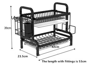 2 katmanlı 3 katmanlı Metal bulaşık kurutma bulaşıklık ile kesme tahtası tutucusu, büyük bulaşıklık mutfak sayacı organizatör - Product Image 6